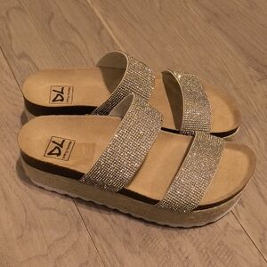 Dirty Laundry Rhinestone Platform Slides